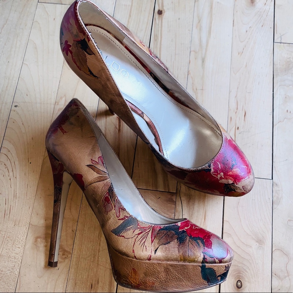 Aldo Floral Platform Stiletto Heels Size 40 / 9.5